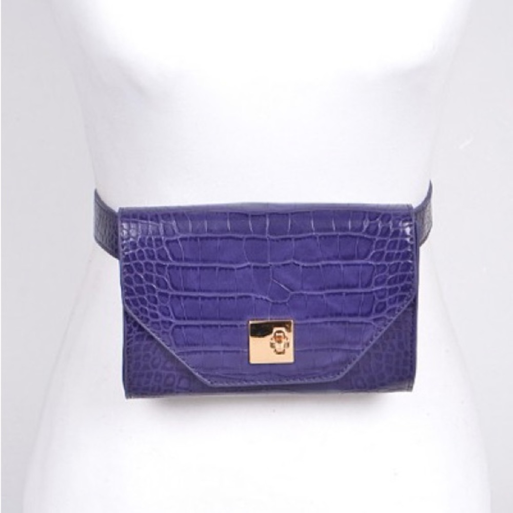 Belt Bag/ Crossbody- Embossed Reptile Pattern- Purple